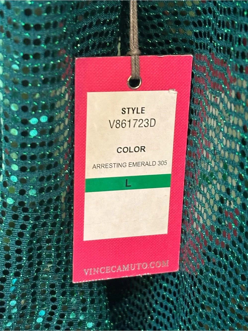 Vince Camuto Emerald Green Sequin Bell Sleeve Top